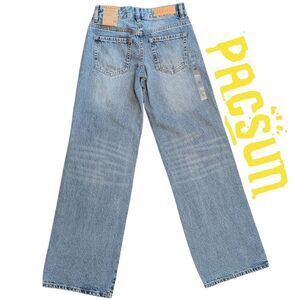 Pac Sun Casey Women's Seam Low Rise Baggy Jeans Medium Indigo Size 22 New Tags
